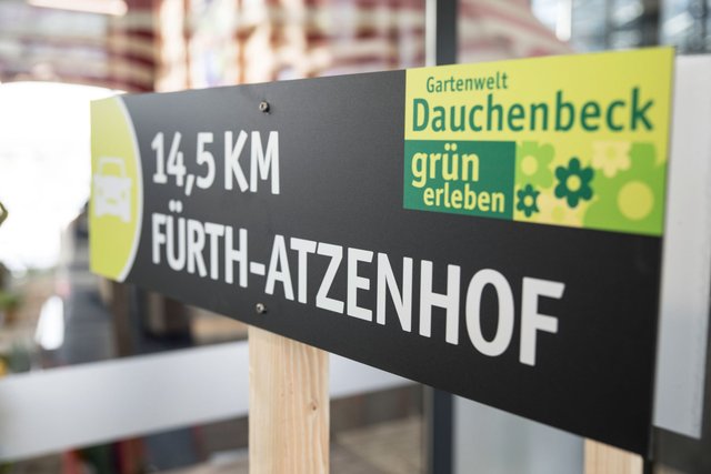 Wegweiser zur Gartenwelt Dauchenbeck in Fürth-Atzenhof