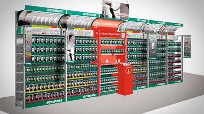 Regalwand des PoS-Konzepts von Sylvania