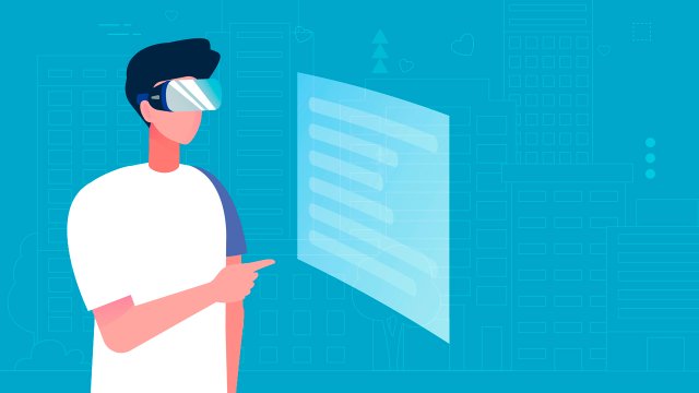 Mann mit einer VR-Brille auf dem Kopf.