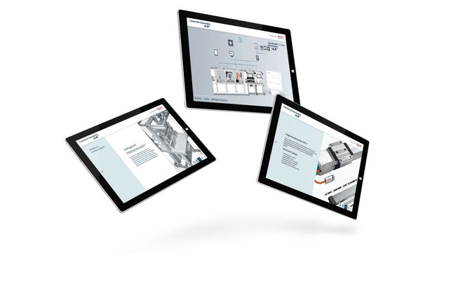 Beispiele der Anwendung Connected Automation auf drei Tablets zu sehen