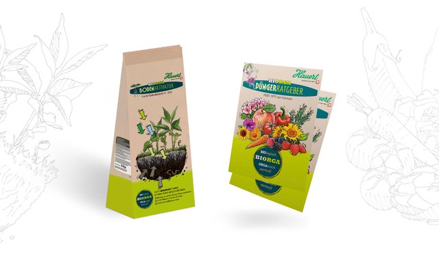 Verpackungsdesign im braunen Naturkarton-Look von BIOGRA Hauert 