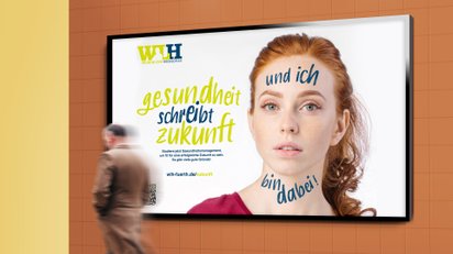 Plakat der Wilhelm Löhe Hochschule mit Aussage: Gesundheit schreibt Zukunft