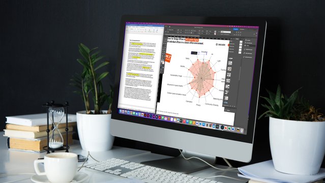 Blick auf einen Monitor, auf dem gerade eine Grafik der Studie bearbeitet wird.