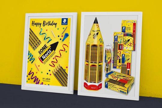 Zahlreiche Produktbeispiele von Staedtler im Jubiläums-Design
