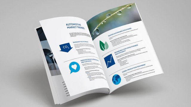 Innenseiten der Automotive Broschüre von Freudenberg Performance Materials