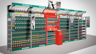 Regalwand des PoS-Konzepts von Sylvania