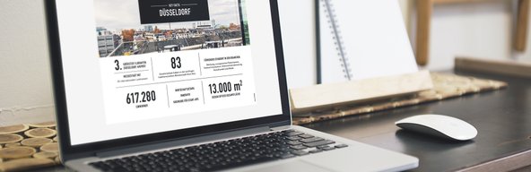 Standortinformationen von Design Offices digital auf einem Laptop