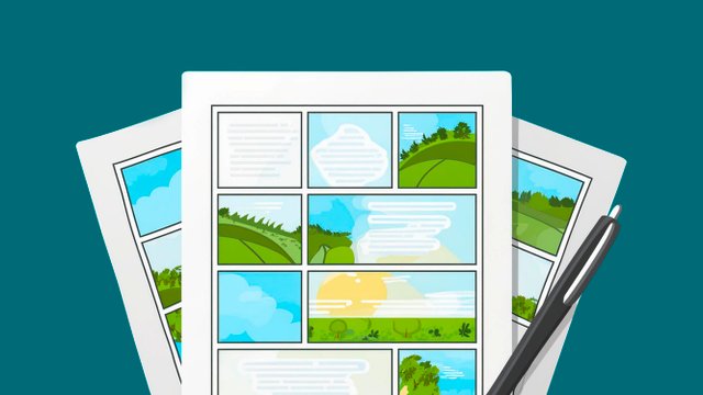 Ein Storyboard mit verschiedenen Szenen 