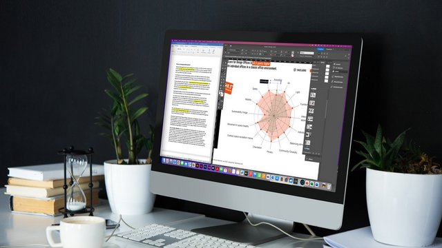 Blick auf einen Monitor, auf dem gerade eine Grafik der Studie bearbeitet wird.