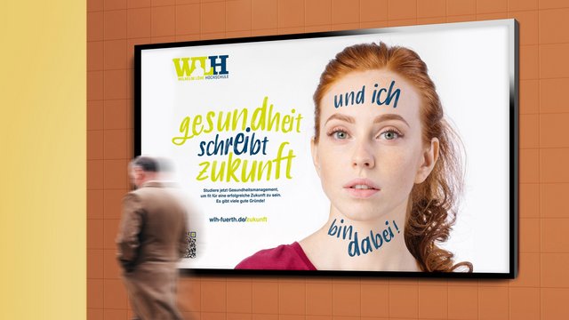 Plakat der Wilhelm Löhe Hochschule mit Aussage: Gesundheit schreibt Zukunft