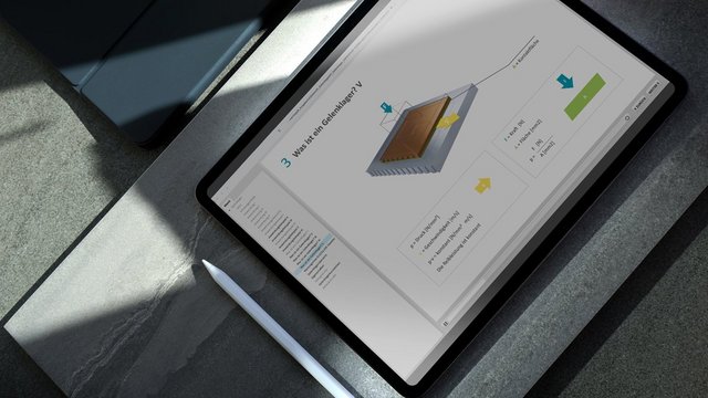 Eine Grafik eines E-Learnings ist auf einem Tablet zu sehen. 