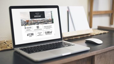 Standortinformationen von Design Offices digital auf einem Laptop