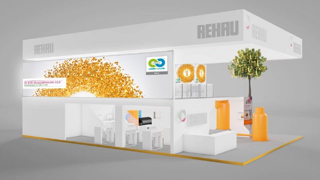 Messestand von Rehau des Cradle-to-cradle Kommunikationskonzepts